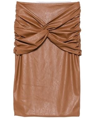 Elisabetta Franchi Twist-Detail Gathered Mid Skirt - Brown