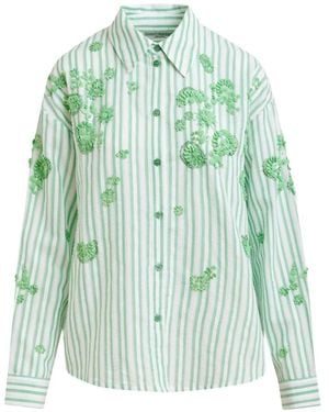 Essentiel Antwerp Striped Floral Shirt - Green