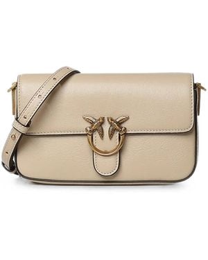 Pinko Love Birds Leather Cross Body Bag - Natural