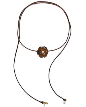 Labelled Jewellery Flower-Pearl Necklace - White