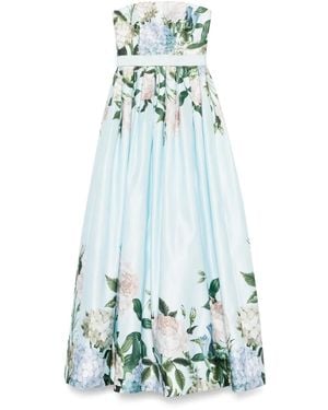 Nissa Taffeta Avondjurk Met Korset - Blauw