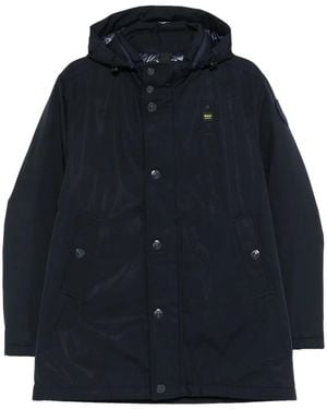 Blauer Hooded Button-Fastening Jacket - Blue