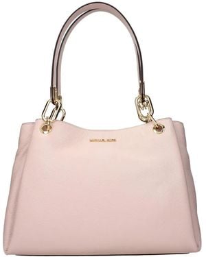 Michael Kors Large Trisha Leather Shoulder Bag - Pink