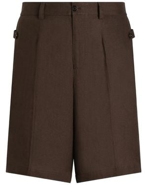 Dolce & Gabbana Linen-Blend Bermuda Shorts - Brown