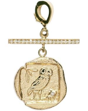 Azlee 18K Owl Athena Diamond Pendent - Metallic