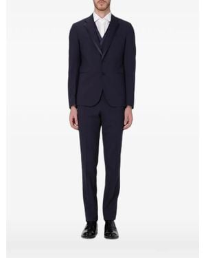 Brian Dales Costume Trois-Pièces À Revers En Satin - Blue
