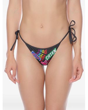 DSquared² Graphic-Print Side-Tie Bikini Bottoms - Natural