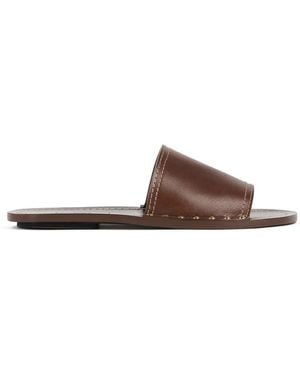TOTEME Studded Leather Slides - Brown