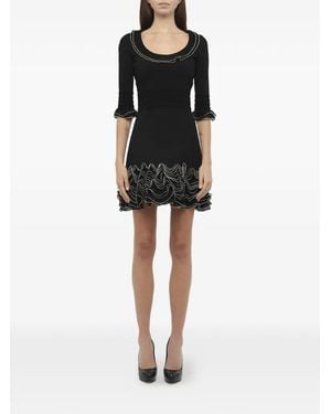 McQueen Frill Mini Dress - Black