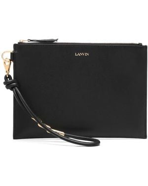 Lanvin Mini Sequence Flat Pouch Handbag - Black