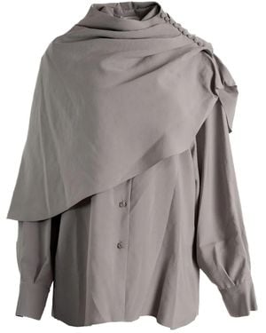Magda Butrym Draped-Collar Shirt - Gray