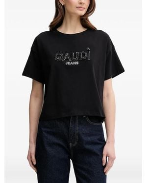 GAUDI Rhinestones Embellished T-Shirt - Black