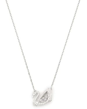 Swarovski Crystal-Embellished Logo Pendant Chain - White