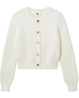 B+ AB Cardigan Girocollo Con Perle - Bianco
