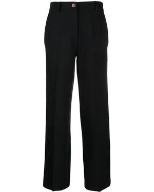 Alysi Pressed-Crease Straight-Leg Pants - Black
