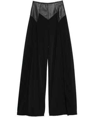 MITILIANE COUTURE Broek Met Leren Vlak - Zwart