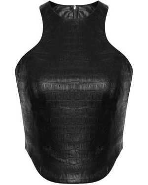 Lika Crocodile-Effect Zip-Fastening Top - Black