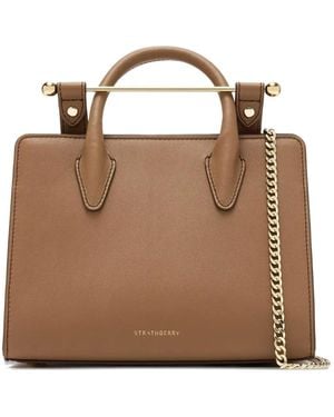Strathberry Top-Handle Chain-Strap Tote Bag - Brown