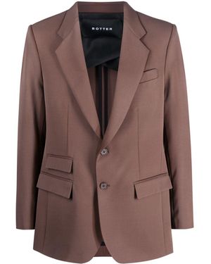 BOTTER Single-Breasted Buttoned Wool Blazer - Brown