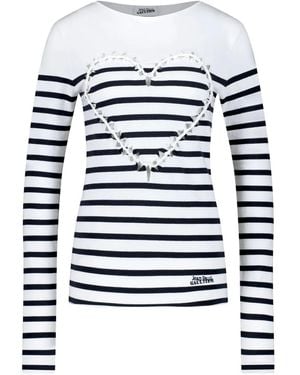 Jean Paul Gaultier Striped Heart-Detail Long-Sleeved T-Shirt - White