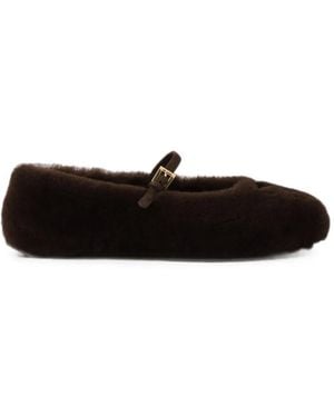 Prada Shearling Ballerinas - White