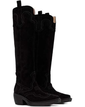 COPENHAGEN 70Mm Suede-Stitch Detail Knee-High Boots - Black