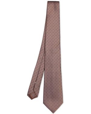 Canali Geometric-Pattern Tie - Brown