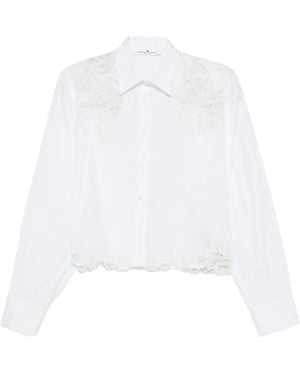 Ermanno Scervino Lace-Panel Scalloped-Hem Shirt - White