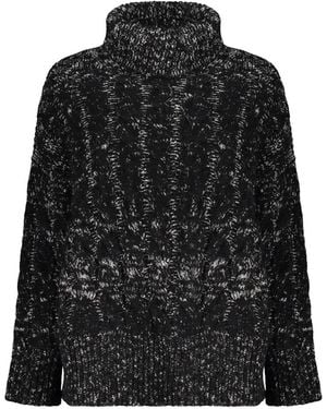 Herno Cable-Knit Turtleneck Sweater - Black