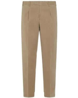 PT Torino Belt-Loops Pleated Trousers - Natural