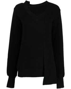 Yohji Yamamoto Asymmetric V-Neck Sweatshirt - Black