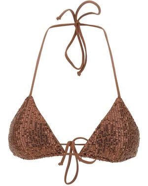 Mc2 Saint Barth Triangel-Bikinioberteil Mit Pailletten - Natur