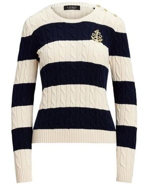Ralph Lauren Cable-Knit Striped Jumper - Blue