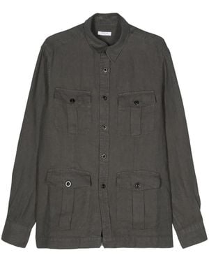 Boglioli Tonal Stitching Linen Shirt Jacket - Grey