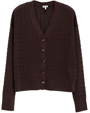 Loewe Cardigan En Maille Torsadée À Boutonnière - Marron