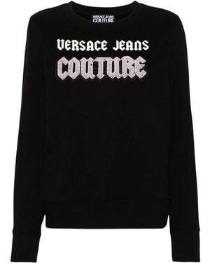 Versace Jeans Couture Bead-Embellished Cotton Sweatshirt - Black