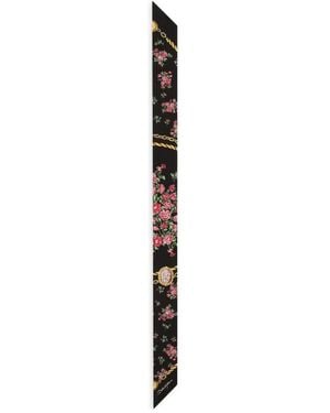 Dolce & Gabbana Small Rose Bouquets-Print Silk Twill Bandeau - Black