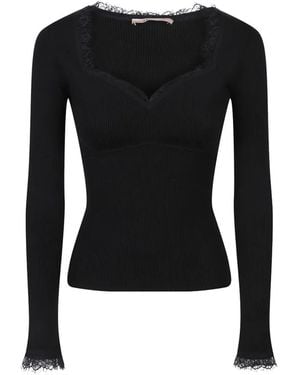Twinset Lace-Trim Sweater - Black