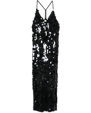 P.A.R.O.S.H. Sequin Spaghetti-Strap Dress - Black