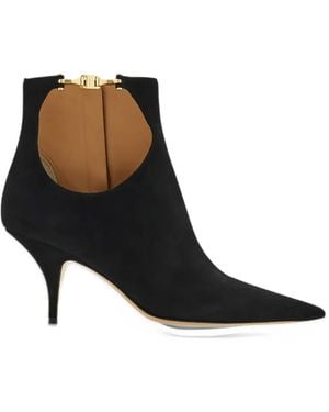 Ferragamo Cut-Out Clasp-Closure Heeled Ankle Boots - Black