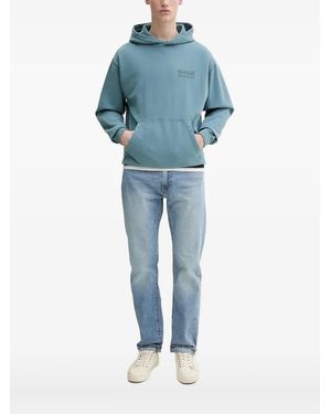 Marc O' Polo Logo-Embroidered Hoodie - Blue