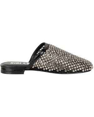 Bibi Lou Crystal-Embellished Woven Mules - Metallic