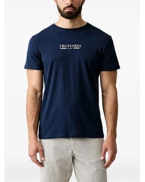 Trussardi Logo-Print Short-Sleeve T-Shirt - Blue