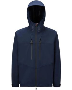 Moncler Logo-Print Hooded Jacket - Blue