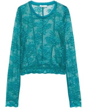 Patrizia Pepe Lace Scalloped-Hem Blouse - Blue
