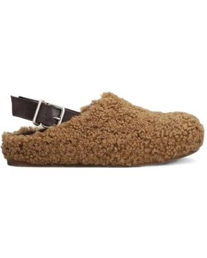 Vic Matié Boho Teddy Shearling-Effect Slippers - Brown