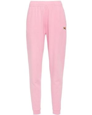 Maison Kitsuné Fox Head-Appliqué Track Trousers - Pink