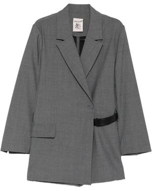 Semicouture Belted Double-Breasted Playsuit - Gray