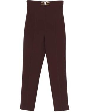 Elisabetta Franchi Pantalon À Taille Haute - Purple
