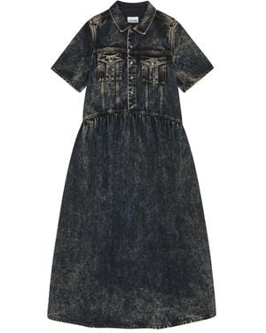 Ganni Denim Midi Dress - Black